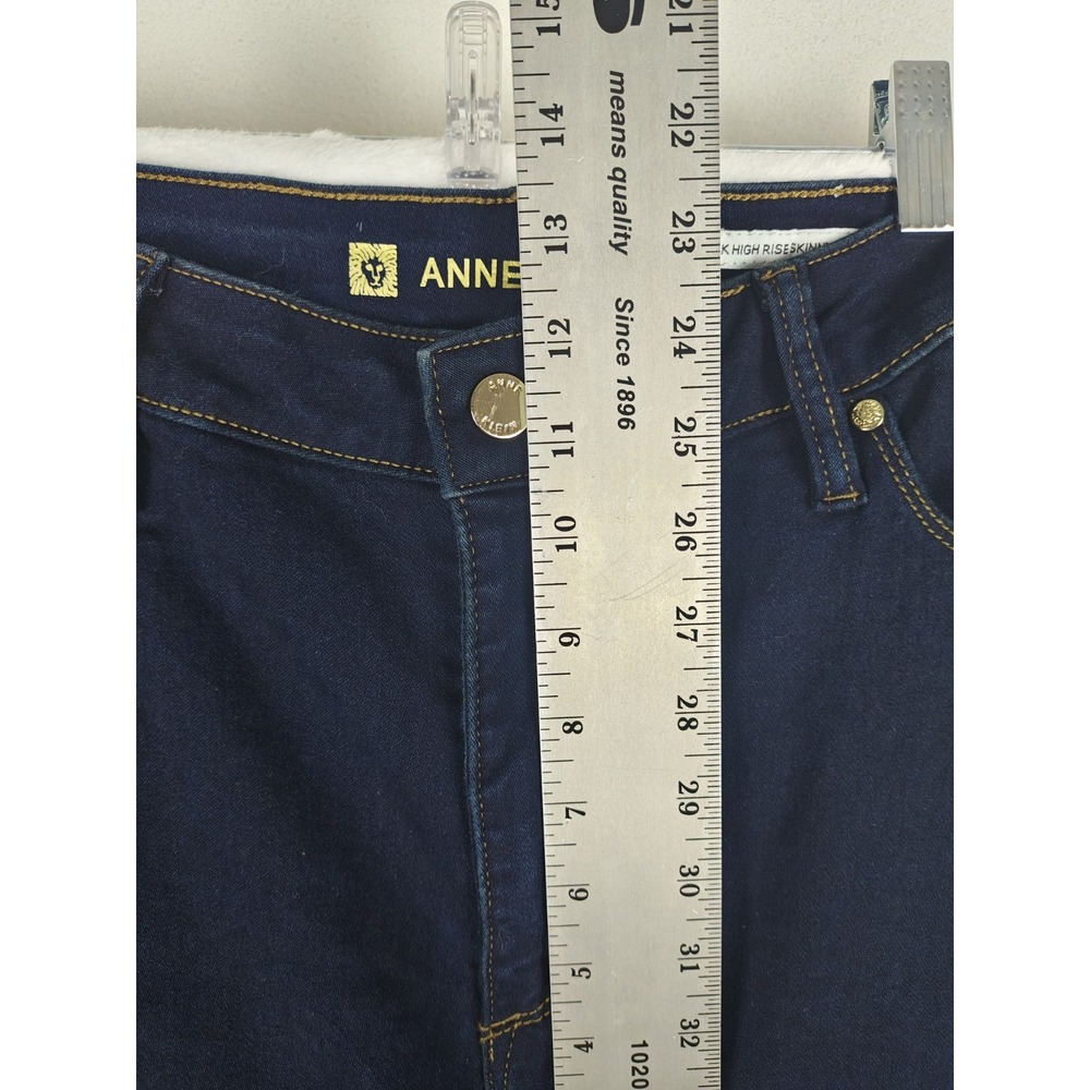 Anne Klein 18W High Rise Skinny Ankle Jeans Dark Indigo Stretch Denim Plus Size - Picture 9 of 13